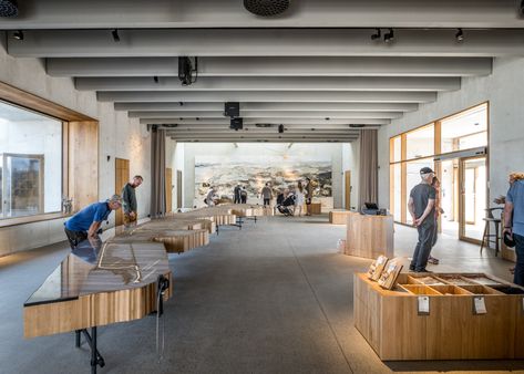 Gallery of Thy National Park Visitor Center / LOOP Architects - 4 Visitor Center Interior, Visitor Center Architecture, Barn Interior Design, Wooden Window Frames, Tourist Center, Earth Sheltered, Barn Interior, Architectural Competition, Information Center