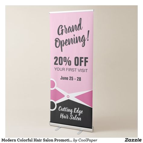 Modern Colorful Hair Salon Promotional Retractable Banner Colorful Hair Salon, Grand Opening Banner, Salon Openings, Salon Promotions, Hair Salon Interior, Hair And Nail Salon, Salon Gifts, Nail Salon Decor, Makeup Artist Business