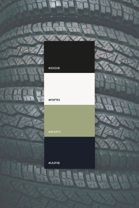 Masculine, construction work, mechanical, tire color palette, kaki tones Men’s Color Palette, Color Palette For Construction Company, Construction Colour Palette, Masculine Colour Palette, Men Color Palette, Color Palette Masculine, Masculine Branding, Industrial Color Palette, Masculine Color Schemes