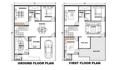 1200sq Ft House Plans, East Facing House Plan, 2d Autocad Drawing, 30x50 House Plans, 20x30 House Plans, South Facing House, North Facing House, 20x40 House Plans, 30x40 House Plans