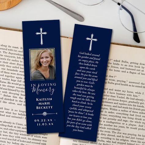 Simple Custom Photo Memorial Bookmarks Bookmarks To Make, Memorial Bookmarks, How To Make Bookmarks, Loving Memory, Sympathy Cards, In Loving Memory, Celebration Of Life, Your Photo, Custom Photo