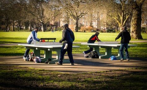 Kennington Park outdoor table tennis Table Tennis Outdoor, Outdoor Table Tennis, Pong Game, Park Games, Tennis Table, Kids Garden, Public Park, Public Garden, Game Ideas