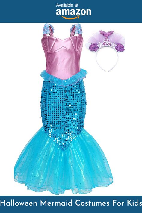 Ariel Costume Kids, Mermaid Dress Costume, Girls Mermaid Costume, Little Mermaid Dresses, Girls Sequin Dress, Mermaid Outfit, Princess Dress Up, Kids Party Dresses, Girls Dress Up