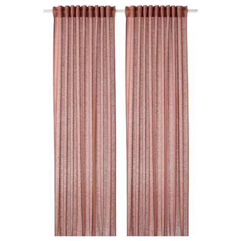 IKEA - LEJONGAP, Curtains, 1 pair, light brown-pink, Linen is a strong, durable material that washes well and has a natural protection against stains. Becomes softer and beautiful over time. The curtains can be used on a curtain rod or a curtain track. Contains 2 panels. Lenda Curtains, Curtains Without Sewing, Curtain Wire, Ceiling Materials, Thick Curtains, Curtain Rod Holders, Double Rod Curtains, Double Curtains, Curtain Rails