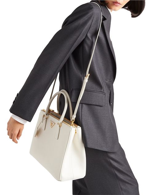 Shop Prada Large Galleria Saffiano Leather Top Handle Bag | Saks Fifth Avenue Prada Galleria Bag, Prada Galleria, Prada Top, Bag Prada, Beige Bag, Versatile Outfits, Handle Bag, Designer Outfits Woman, Leather Top