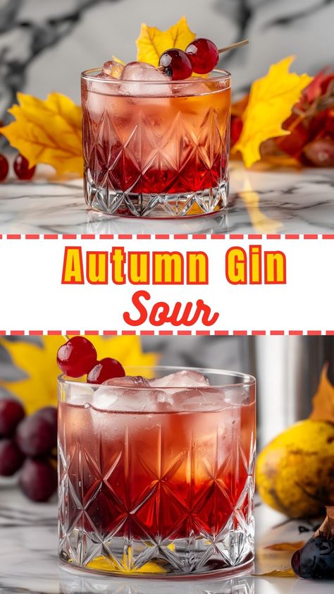 Autumn Gin Sour Easy Dinner Desserts, Autumn Spices, Brunch Salad, Brunch Appetizers, Gin Sour, Seasonal Cocktail, Refreshing Cocktail, Pumpkin Chocolate Chip Cookies, Gin Lovers