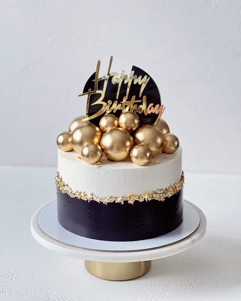 Black And Gold Birthday Cake, 26 Birthday Cake, Husband 30th Birthday, Black And Gold Cake, Modern Birthday Cakes, Champagne Birthday, Gold Birthday Cake, 50th Cake, Birthday Cake For Him