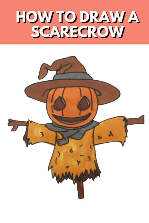 How To Draw A Scarecrow Scarecrow Drawing Easy, Scarecrow Drawing, Free Drawing, A Pencil, Drawing Tutorials, Scarecrow, Drawing Tutorial, To Draw, Step By Step