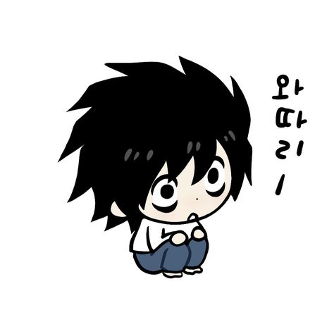 L Lawliet Chibi, L Lawliet Pfp, L Chibi, Lawliet Icon, L Fanart, L Pfp, L Drawing, L Icon, Cute Backgrounds For Iphone