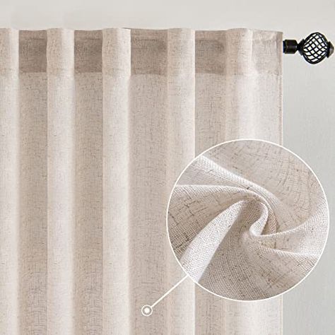 Natural Curtains, White Linen Curtains, Beige Curtains, Tab Curtains, Farmhouse Curtains, Drape Panel, Curtain Texture, Window Drapes, Linen Curtains