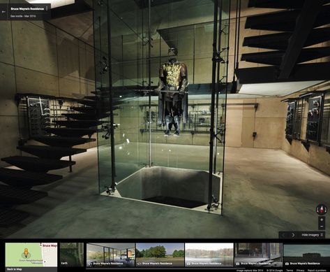 Explore the 'Batman v Superman' Batcave on Street View Batman Bedroom, Wayne Manor, Modernist Furniture, Superman Movies, Batman V Superman, Concept Art World, Dawn Of Justice, Google Street View, Bachelor Pad