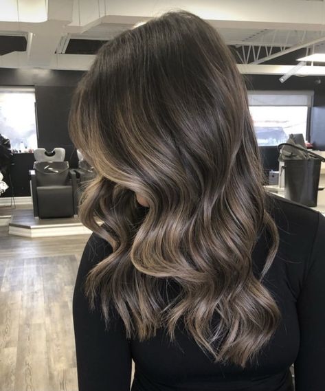 Saddle Brown Hair Color, Dark Brunette Hair With Ash Blonde Highlights, Hair Color Burnett, Brown Balayage Hair Ash, Baylage Hair 2023, Neutral Light Brown Balayage, Deep Brunette Balayage, Ash Golden Brown Hair, Brunette Ash Balayage Hair