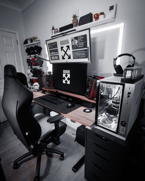 Black Gamer Room, Black Gaming Room, Gear Room, Game Room Bar, Gamer Room Decor, Best Gaming Laptop, Video Game Room Design, Small Home Offices, Video Game Rooms