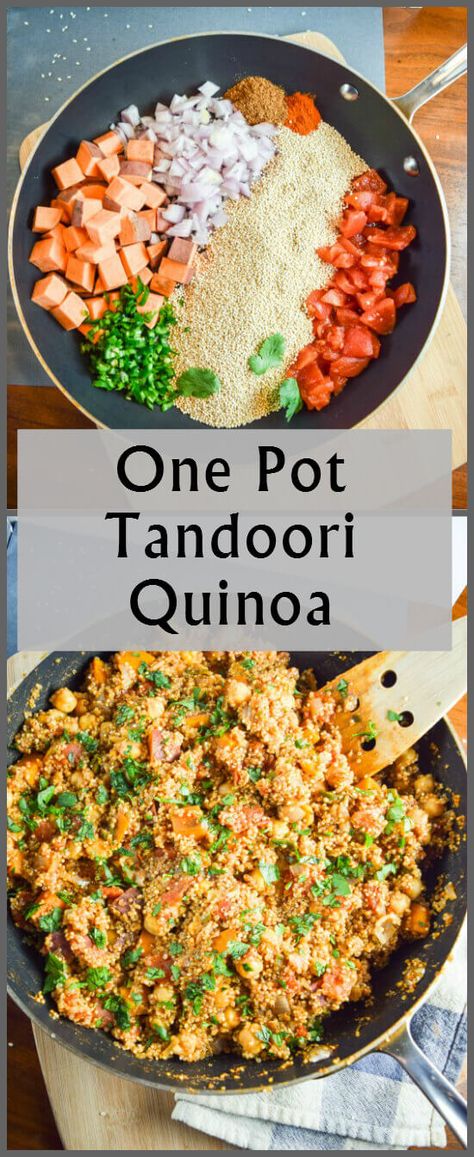 Sweet Potato And Chickpeas, God Mat, Shepherds Pie, Quinoa Recipes, One Pan, Vegan Foods, Vegan Eating, Vegan Dishes, Garam Masala