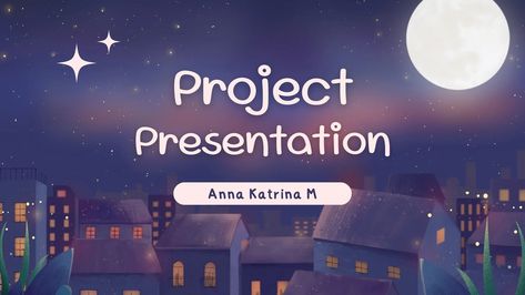 Template Canva Presentation Template Keyword, Night Sky Illustration, Canva Presentation Template, Canva Presentation, Sky Illustration, Playful Illustration, Purple Cute, Vintage Night, Project Presentation