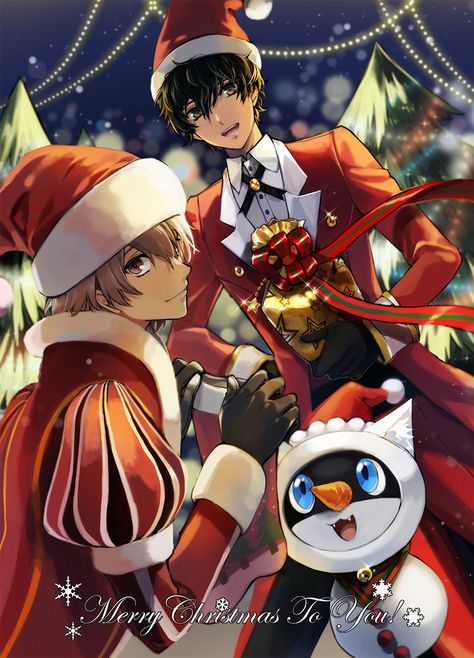 A Persona 5 Christmas! Persona 5 Christmas, Persona 5 Ann, Akechi Goro, Holiday Boards, Persona Five, Persona 5 Anime, Ren Amamiya, Christmas Pfp, Persona Series