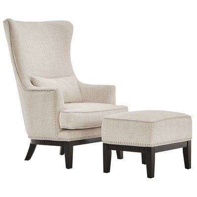 Matteo Wingback Chair and Ottoman Linen Wingback Chair, Armchair With Ottoman, Chair With Ottoman, Chair And Ottoman Set, Ottoman Set, Leisure Chair, Wing Chair, Upholstered Seating, Wingback Chair