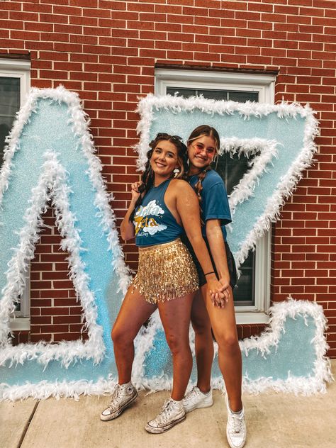 Delta Zeta Strikes Again, Storm Bid Day Theme, Cloud 9 Sorority, Storm Bid Day, Sorority Recruitment Decorations, Recruitment Decorations, Sorority Aesthetic, Big/little Baskets, Sorority Themes