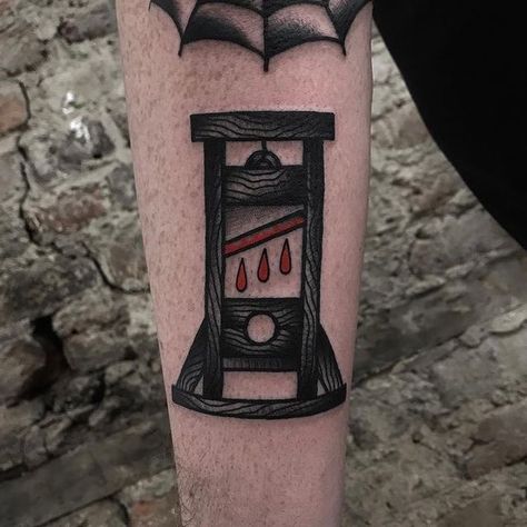 Guillotine Tattoo, Coffin Tattoo, Patriotic Tattoos, Tattoo Thoughts, Traditional Style Tattoo, Traditional Tattoo Designs, Traditional Tattoo Sleeve, Flash Tattoo Designs, Creepy Tattoos