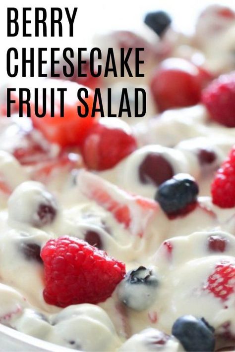 Berry Cheesecake Fruit Salad | Six Sisters' Stuff I am all about simple, and this side dish or dessert, is as easy as they come. If you are looking for a light, fruity, flavorful food, that will have your family and friends raving about, you need to make this Berry Cheesecake Fruit Salad. It is simply, the best. Cheesecake Fruit, Cheesecake Fruit Salad, Salad Macaroni, Pizza Fruit, Easy Fruit Salad Recipes, Salad Quinoa, Best Fruit Salad, Dressing For Fruit Salad, Gourmet Salad