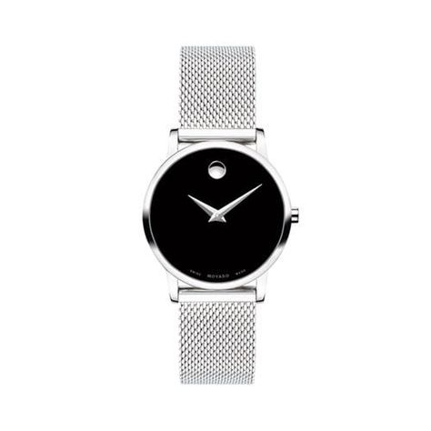 28mm Ladies’ Movado Museum Classic Watch with Black Dial and Silver-Tone Mesh Bracelet Classic Watch Women, Black Museum, Casio Edifice, Movado Watch, Mesh Bracelet, Stainless Steel Mesh, Classic Watches, Steel Mesh, G Shock