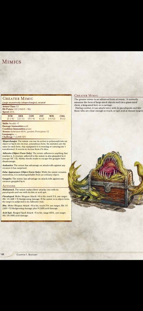 Mimic Stat Block, Mimics Dnd, Dnd Monstrosity, Mimic Dnd, Dnd City, Dnd Encounters, Dnd Concept, Rpg Creatures, Homebrew Monsters