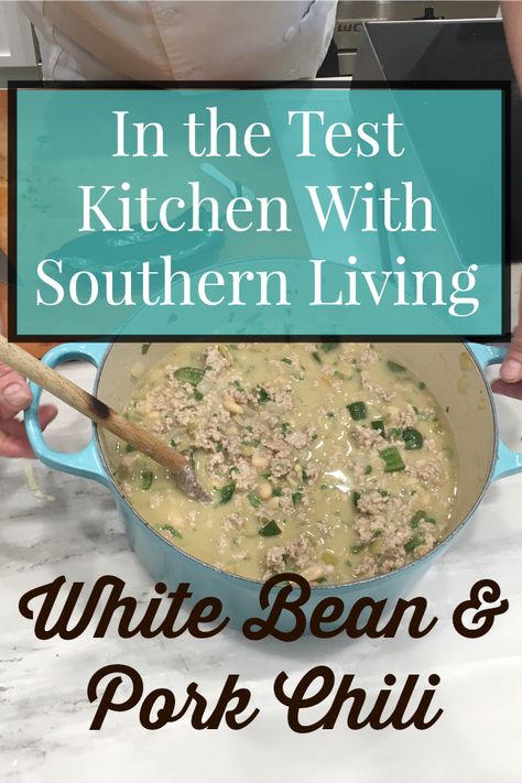 {Dinner is Done} Southern Living White Chili - Southern State of Mind Chili Southern, White Chili Crockpot, White Bean Chili Vegetarian, White Bean Chili Recipe, Soup Chowder, Vegan Comfort Food Recipes, White Bean Chicken Chili, Pork Chili, White Bean Chili