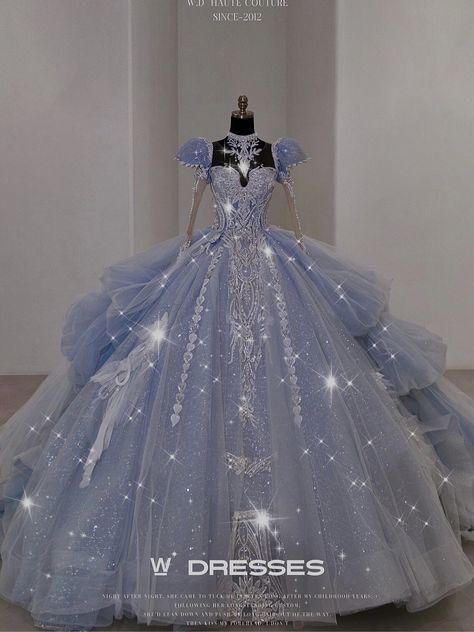 Pastel Blue Wedding Dress, Prom Dresses Puffy, Light Blue Quinceanera Dresses, Quince Planning, Champagne Quinceanera Dresses, Debut Gowns, Frocks And Gowns, Quinceanera Dresses Blue, Pretty Quinceanera Dresses