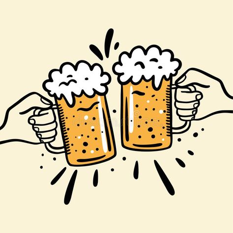 Beer Doodle Art, Beer Cartoon Drawing, Cake Draw, Beer Mug Drawing Illustration, Pub Golf, Craft Beer Illustration, Cartoon Beer Mug, Teh Tarik, Entre Rios