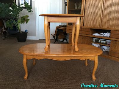 Rustic Worn Weathered Look Coffee & End Tables Queen Anne Coffee Table Makeover, Refinish Oak Coffee Table, Mission Style End Tables, Redo End Tables, Refinished End Tables, Coffee Table Refinish, Old End Tables, Coffee Table Redo, Flipped Furniture