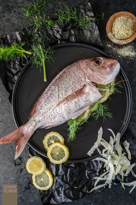 Baked Snapper, Herbed Potato Salad, Tabletop Photography, Asian Seafood, Eating Green, Gluten Free Chilli, Cod Fish Recipes, Fish Recipes Healthy, Fish Recipe