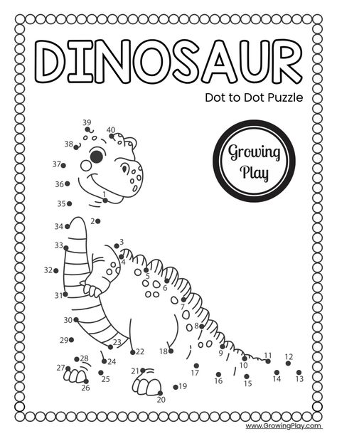 Dinosaur Dot to Dot Free Printable Packet - Growing Play Dinosaur Dot To Dot, Dinosaur Facts For Kids, Dot To Dot Puzzles, Dinosaur Facts, Dots Free, Would You Rather Questions, Dinosaur Activities, Dot To Dot, Dinosaur Coloring Pages