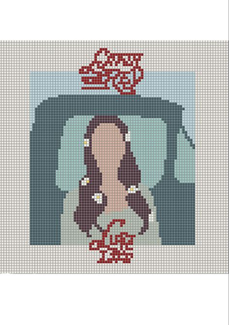 Crochet Grid Lana Del Rey, Lana Del Rey Cross Stitch, Coquette Crochet, Crochet Grid, Tapestry Ideas, Crochet Wall Art, Lana Del Rey Lyrics, Pixel Art Grid, Art Album