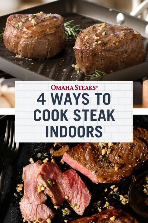 4 Ways to Cook Steak Indoors Ways To Make Steak, Steak Indoors, Oven Cooked Steak, Top Sirloin Steak Recipe, Ways To Cook Steak, Roast Steak, Strip Steak Recipe, Cooking Steak, Steak In Oven