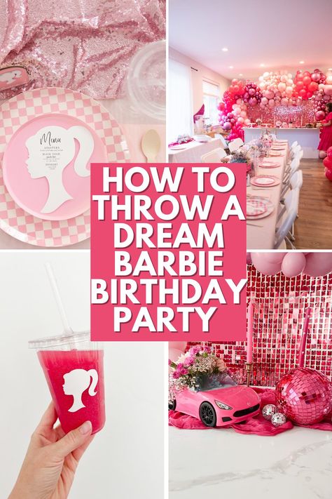 cute barbie birthday party ideas, barbie birthday party, barbie birthday party ideas Ken And Barbie Party Ideas, Barbie First Birthday Party Ideas, Barbie Birthday Table Setup, Barbie Party On A Budget, Barbie Theme Party Activities, Princess Barbie Birthday Party, Kid Barbie Birthday Party, Easy Barbie Party Ideas, 6th Barbie Birthday Party