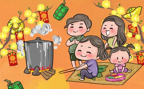 Cùng tìm hiểu những phong tục độc đáo vào ngày cuối năm của người Việt trên mọi miền đất nước. Chinese Folk Art, Chinese New Year Greeting, Happy New Year Wallpaper, Doodle Icon, New Year Wallpaper, Dragon Boat Festival, Poster Drawing, Family Illustration, Photo Wall Collage