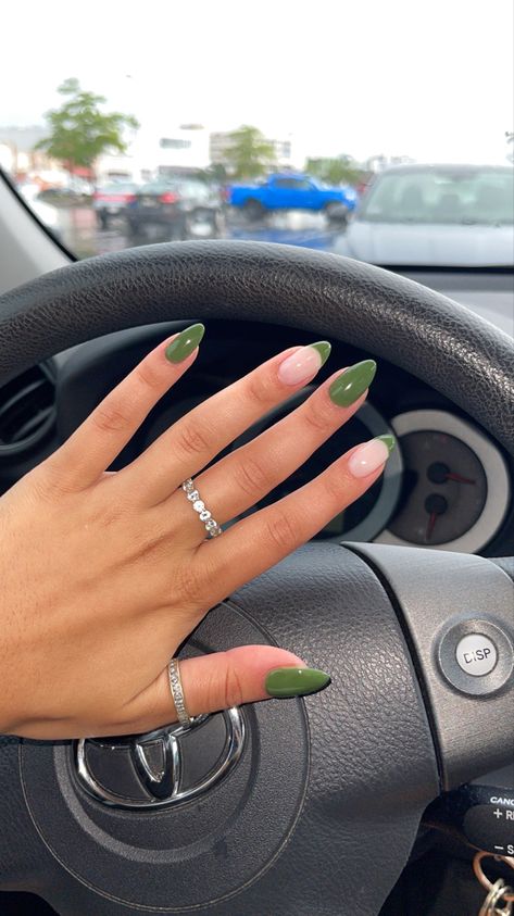 French Tip Nails Dip, Olive Green French Tip, Olive Green French Tip Nails, Green French Tip Nails, Green French Tip, Nails Dip Powder, Nails Dip, Green French, Tip Nails