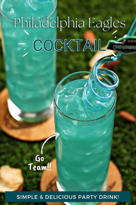 Eagles Themed Drinks, Eagles Cocktails, Football Themed Cocktails, Philadelphia Eagles Cocktail, Philadelphia Eagles Drinks, Eagles Themed Party, Eagles Birthday Party Ideas, Football Drinks Cocktails, Philadelphia Eagles Party Ideas