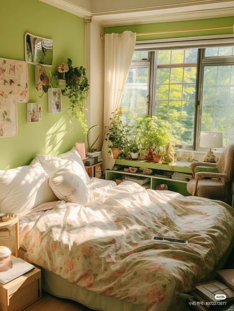 Dream Apartment Decor, Pastel Room, Green Room, Cute Bedroom Decor, Cozy Room Decor, House Inside, Cute Home Decor, Room Makeover Bedroom, Green Rooms