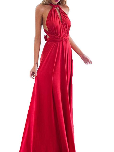 Clothink Women Red Convertible Wrap Bandage Bridesmaid Dress XL Bridesmaid Dresses Boho, Belle Silhouette, Boho Bridesmaid, Club Dress, Maxi Robes, Boho Maxi, Women Maxi, Party Dress Long, Boho Women