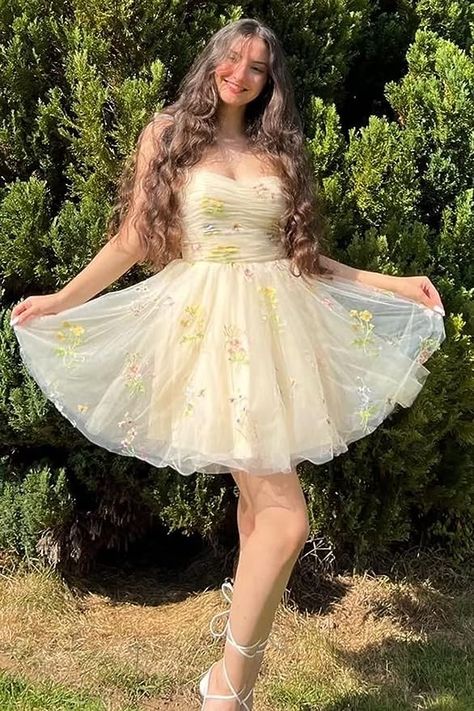 Princess Dress For Women, Champagne Homecoming Dresses, Tulle Embroidery, Lovely Partner, Nature Dress, Short Party Dress, Pure Elegance, Dress Occasion, A Line Shorts