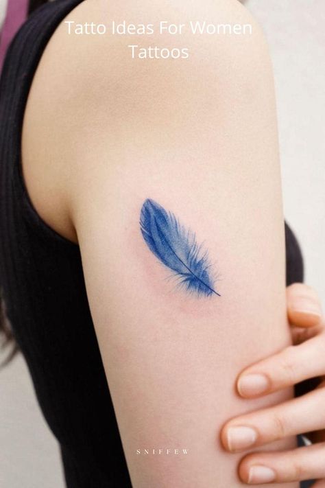 Unique women tattoo ideas, tattoo ideas, small tattoos, Tattoo ideas Female, Unique Tattoos, Unique small tattoos, tattoos for women, Unique tattoo designs Blue Feather Tattoo, Blue Tattoos For Women, Tattoo Ideas Female Unique, A Feather Tattoo, Tattoos For Women Unique, Blue Tattoos, Small Feather Tattoo, Women Tattoo Ideas, Petit Tattoo