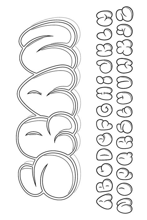 Graffiti Bubble Letters, Letters Graffiti, Alphabet Graffiti, Alfabet Font, ليلو وستيتش, Letter Fonts, Bubble Letter Fonts, Graffiti Art Letters, Lettering Styles Alphabet