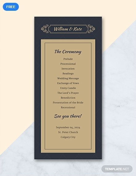 A simple and traditional program template used for wedding events. Use high-quality layouts and graphics you can easily edit and modify to suit different preferences. Download this for free. Premium Wedding Invitation, Wedding Program Examples, Wedding Program Template Free, Wedding Reception Program, Catholic Wedding Program, Printable Wedding Program Template, Wedding Invitation Diy, Wedding Flyers, Rustic Wedding Programs