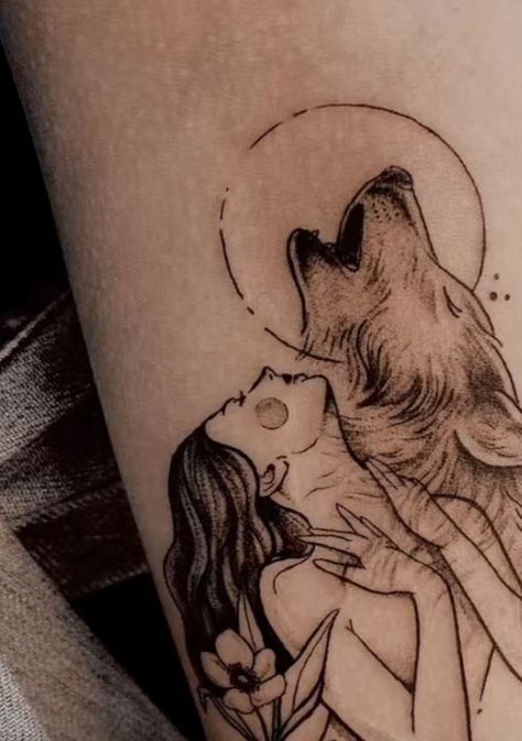 Wolf Girl Tattoos, Wilderness Tattoo, Wolf Tattoos For Women, Werewolf Tattoo, See Tattoo, Rose Drawing Tattoo, Wolves And Women, Wolf Tattoo Design, She Wolf