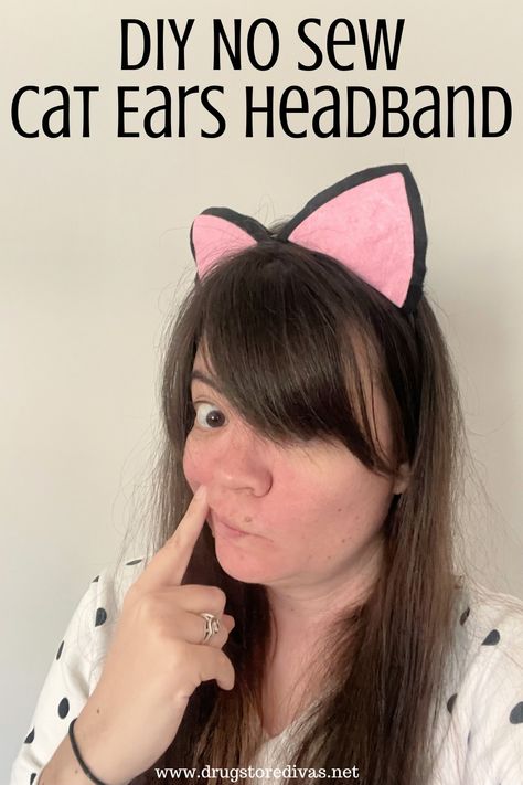 DIY No Sew Cat Ears Headband | Drugstore Divas Diy Cat Ears, Christmas Vacation Costumes, Cat Face Makeup, Dog Ears Headband, Drugstore Makeup Tutorial, Get Ready For Halloween, Cat Ear Headband, Cat Ears Headband, Cat Halloween Costume