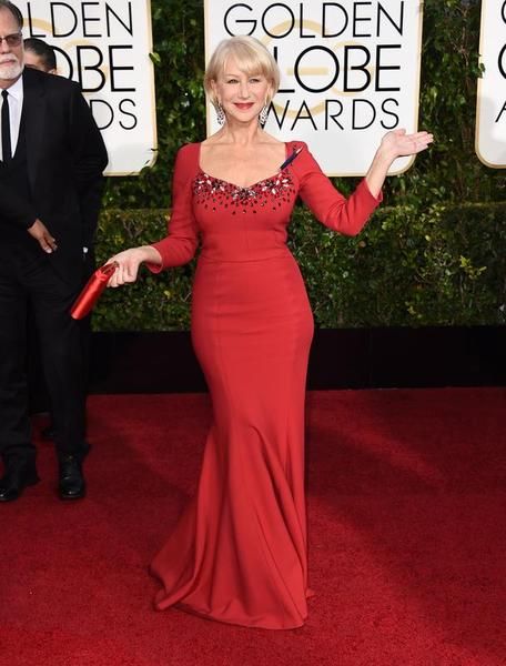 Helen Mirren Style, Helen Miren, Golden Globes 2015, Golden Globes Dresses, 2015 Red Carpet, Single Dress, Golden Globes Red Carpet, Awards Night, Helen Mirren