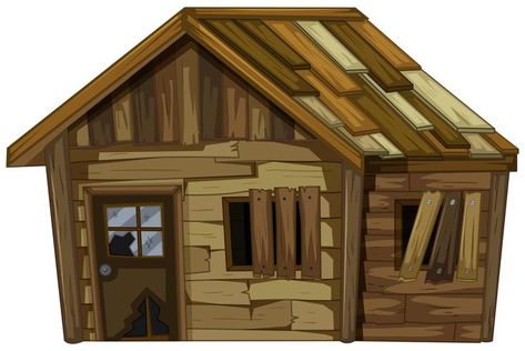 Wooden house with broken windows Windows Illustration, House Clip Art, Broken Windows, Wooden House Design, Window Illustration, House Cartoon, Broken Window, Book Illustration Art, Cartoon Background