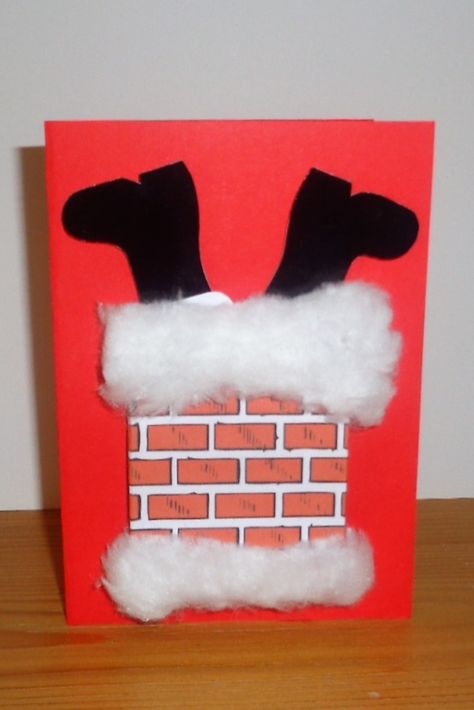 Santa Stuck In Chimney Craft, Xmas Card Craft, Christmas Cards Handmade Kids, 3d Christmas Card, Christmas Greeting Cards Handmade, 3d Christmas Cards, Christmas Angel Crafts, Santa Christmas Cards, Christmas Cards Kids