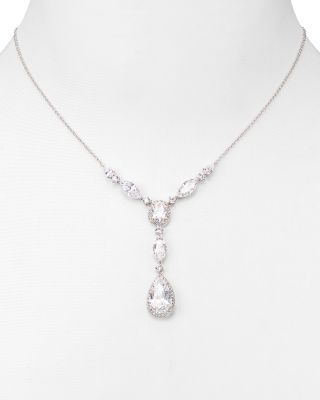 rhodium plated Nadri Pear Shaped Drop Lariat Necklace, 16" | bloomingdales.com Wedding Necklaces For Bride, Wedding Jewelry Ideas For Bride, Pearl Lariat Necklace, Silver Statement Necklace, Wedding Accessories Jewelry, Popular Jewelry, Gold Necklace Women, Teardrop Necklace, Jewelry Photography